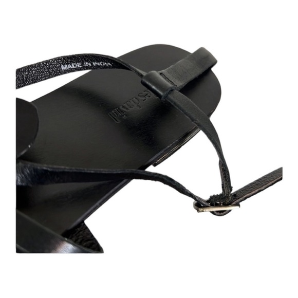 Charles David Black Embellished Jeweled Ankle Strap Flat Sandal Size 8 - Picture 7 of 11